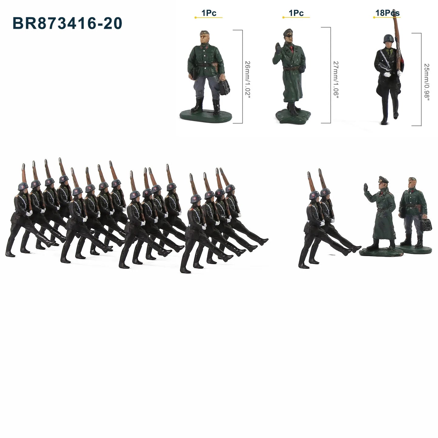 Evemodel HO Scale 1:87 Model Soldiers Officer Military Figures Army Men Armour Infantry