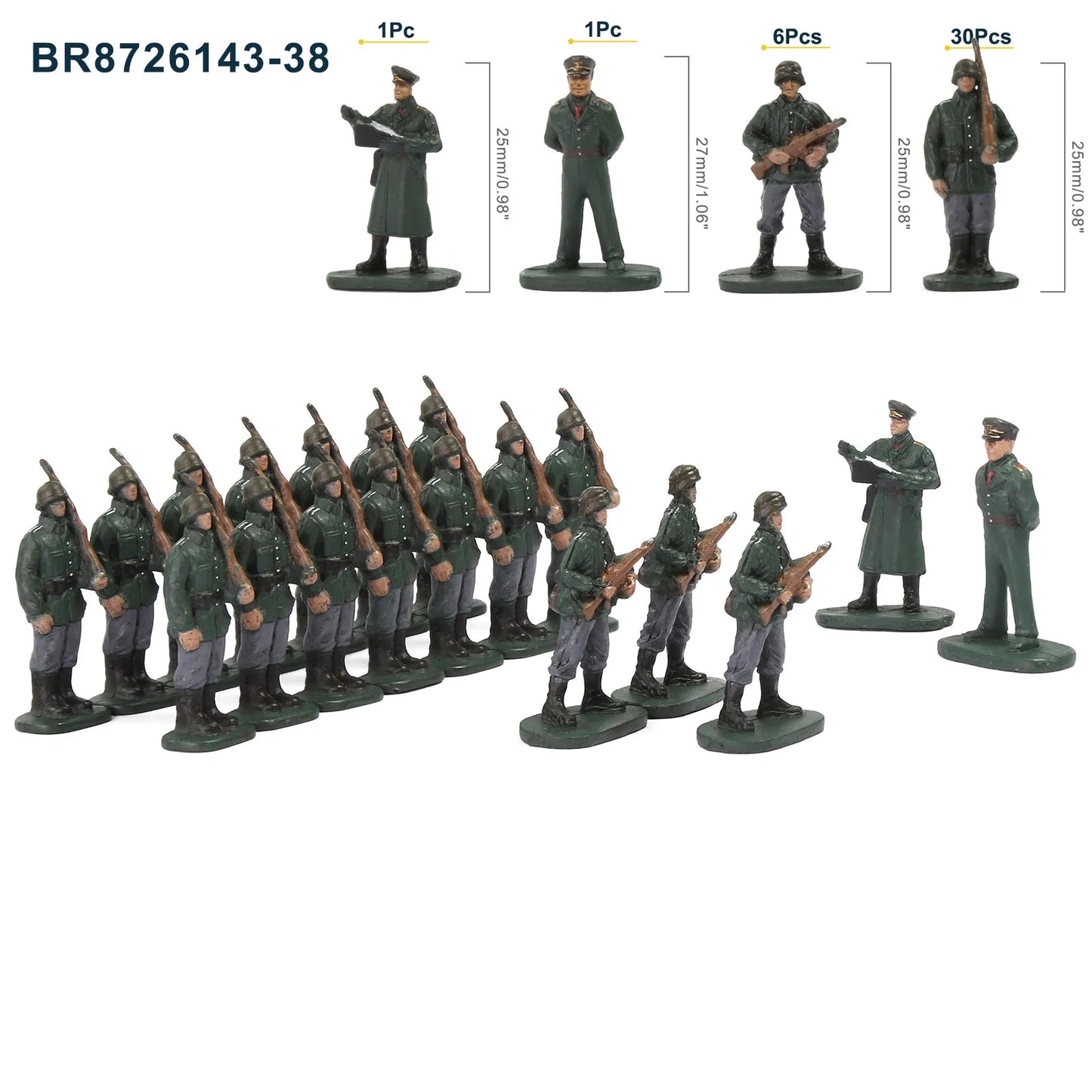 Evemodel HO Scale 1:87 Model Soldiers Officer Military Figures Army Men Armour Infantry