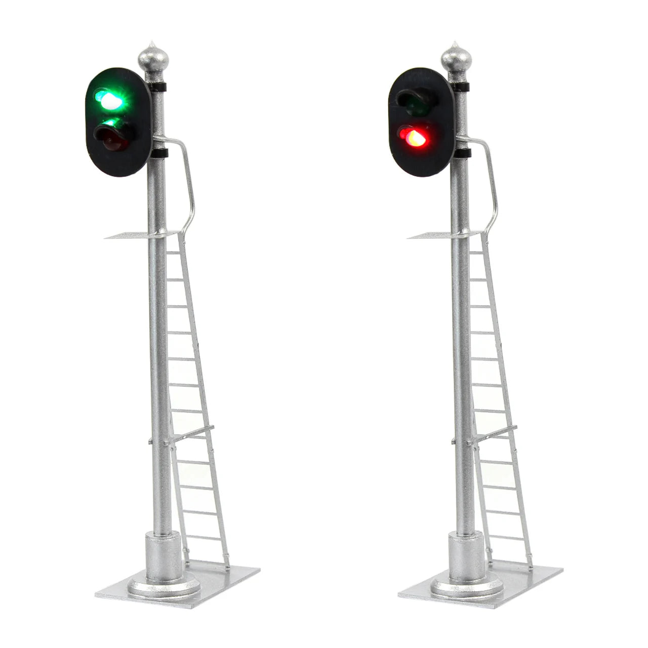 Evemodel 2pcs Model Railway Signals O Scale 1:43 Green Over Red Block Signal with Ladder JTD433GR