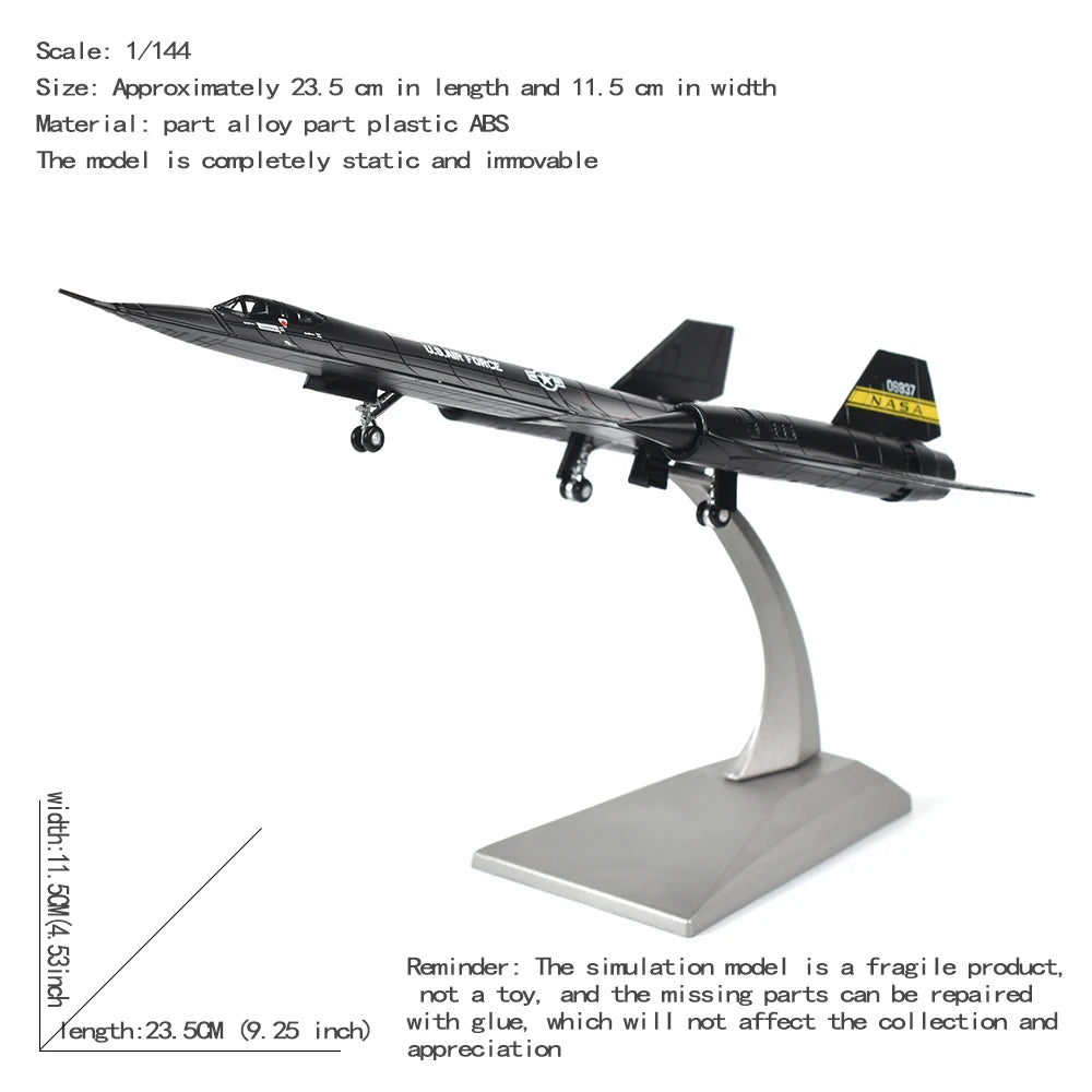 1/144 Scale US AIR FORCE Reconnaissance Aircraft Blackbird SR-71 Diecast Metal SR71 Fighter