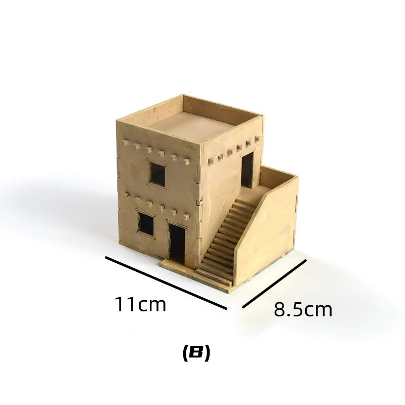 1/72 Scale Wooden House Assembly Puzzle Model Kit for DIY Home Decor