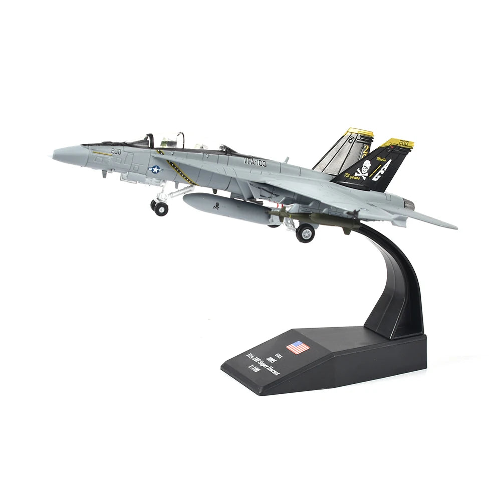 1/100 Scale U.S. Military Model F/A-18F Fighter Diecast Metal Model Bumblebee f18 Jolly Roger Squadron Fighter