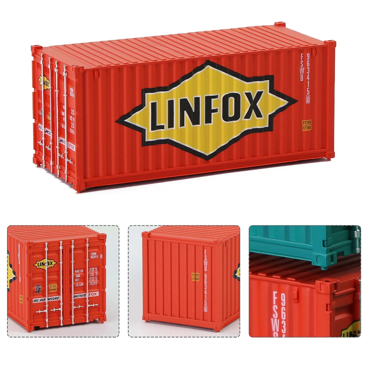 Evemodel HO Scale 1:87 20ft Shipping Container 20' Cargo Box C8726 (Pack of 3) Logistics Series