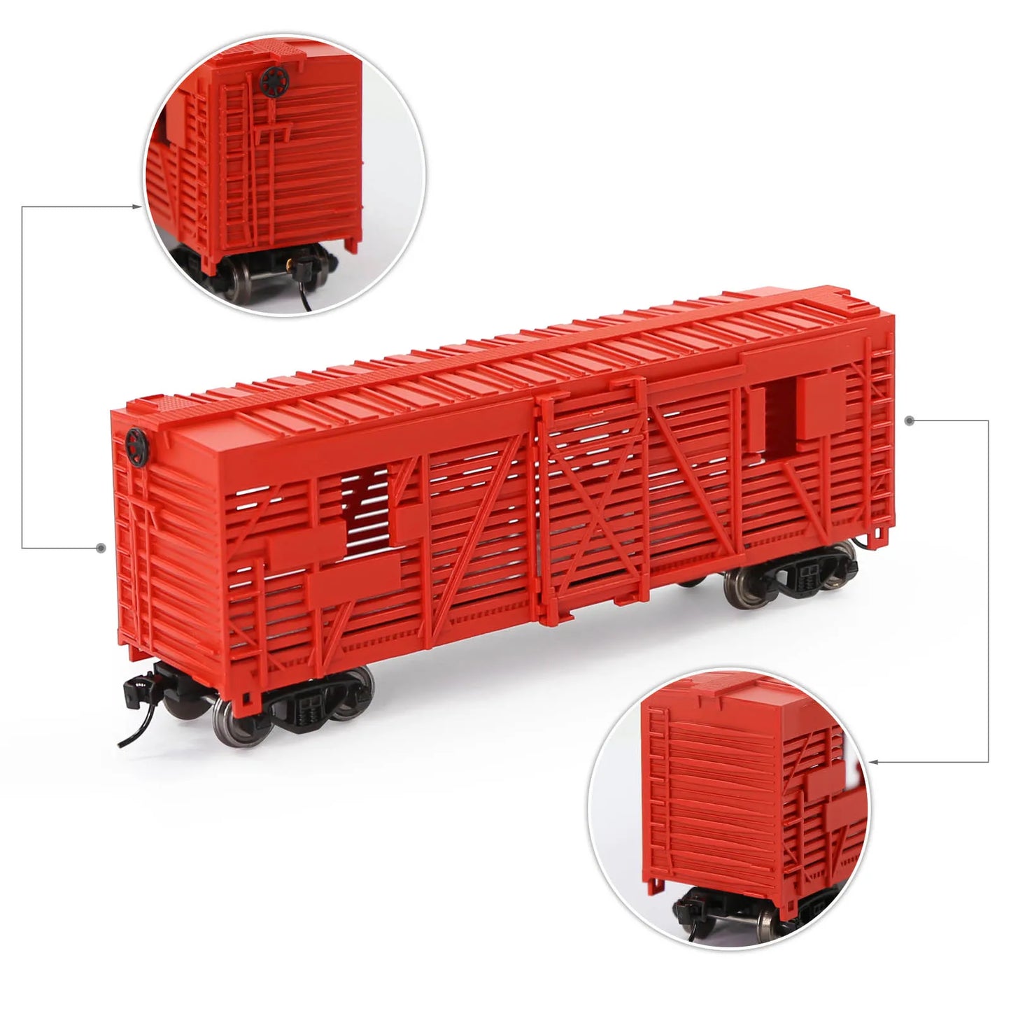 C8767 Evemodel Trains - Painted Unlettered HO Scale 40' Cattle Wagon Stock Car with Metal Wheels