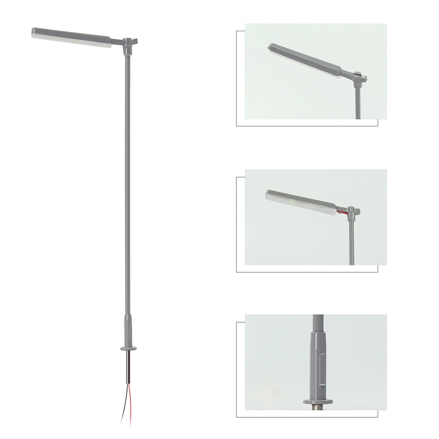 Evemodel 5pcs Model Train HO Scale 1:87 Metal Platform Lamp Street Light Warm White LEDs Shade LD05HOWMGr