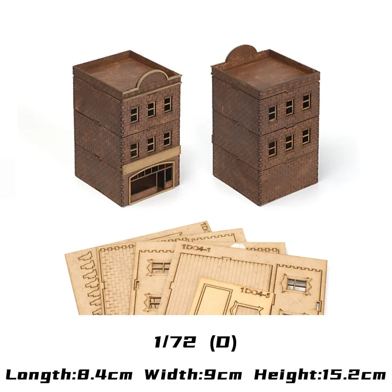 1/72 Scale Wooden House Assembly Puzzle Model Kit for DIY Home Decor