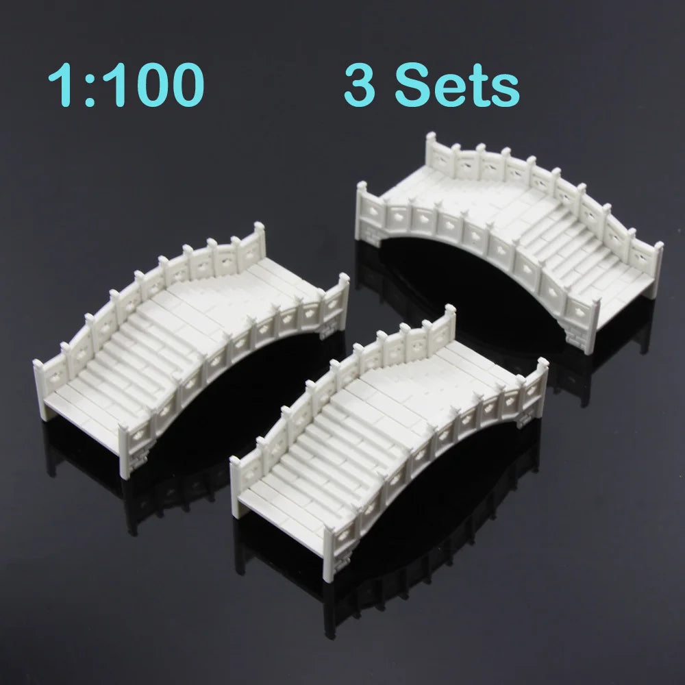 GY30 3pcs OO HO TT Scale 1:75 1:100 Plastic Arch Bridge White Chinese Bridge