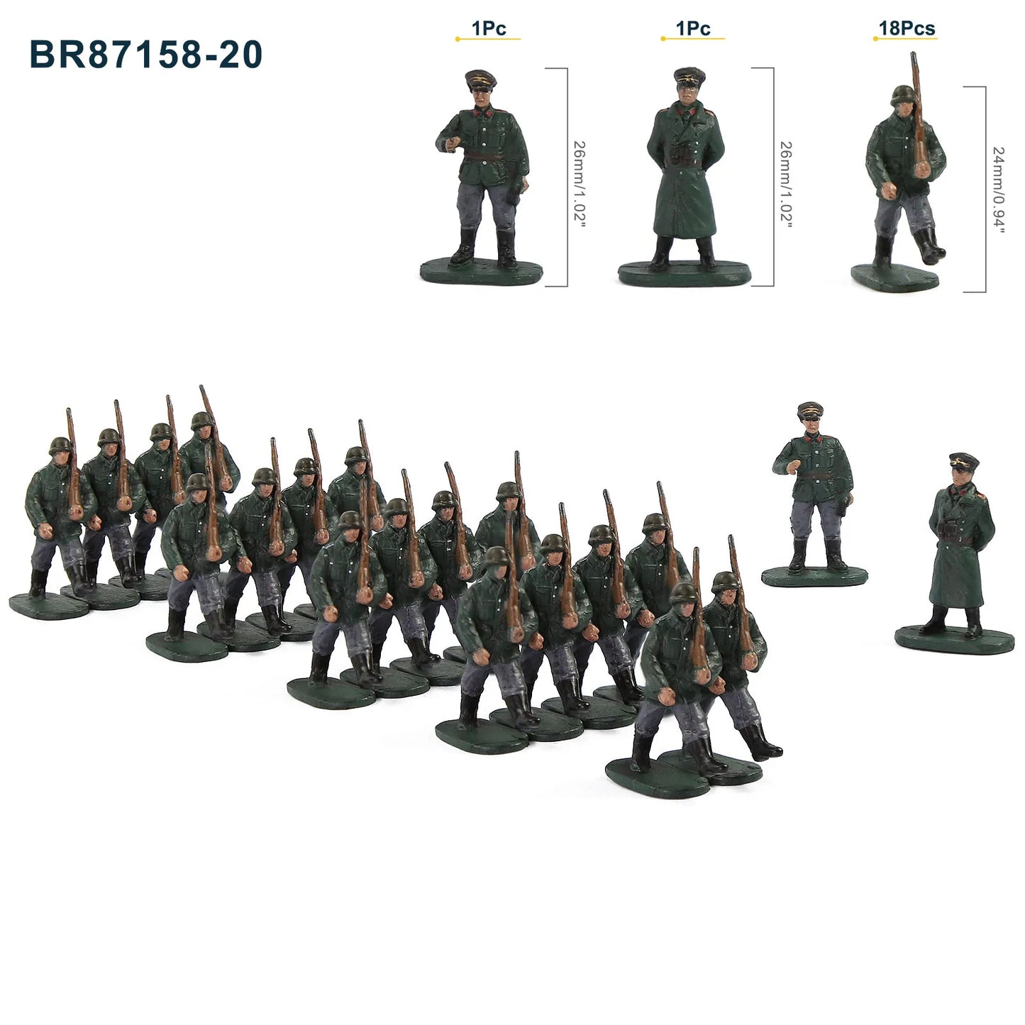 Evemodel HO Scale 1:87 Model Soldiers Officer Military Figures Army Men Armour Infantry