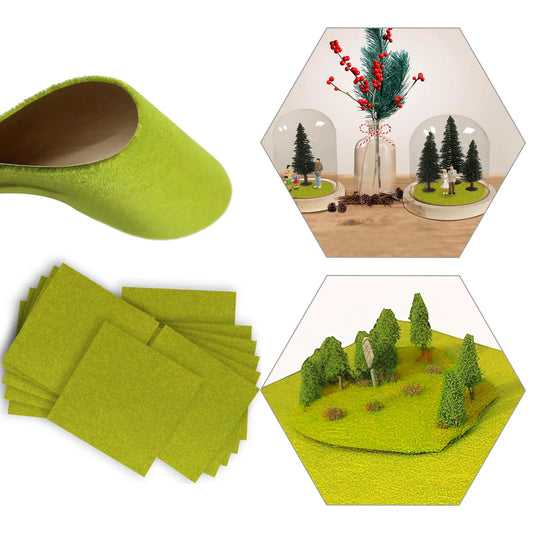 CP17103 17cmX17cm 12pcs Autumn Green Grass Mat Artificial Lawn Carpet for DIY Project Model Layout Evemodel