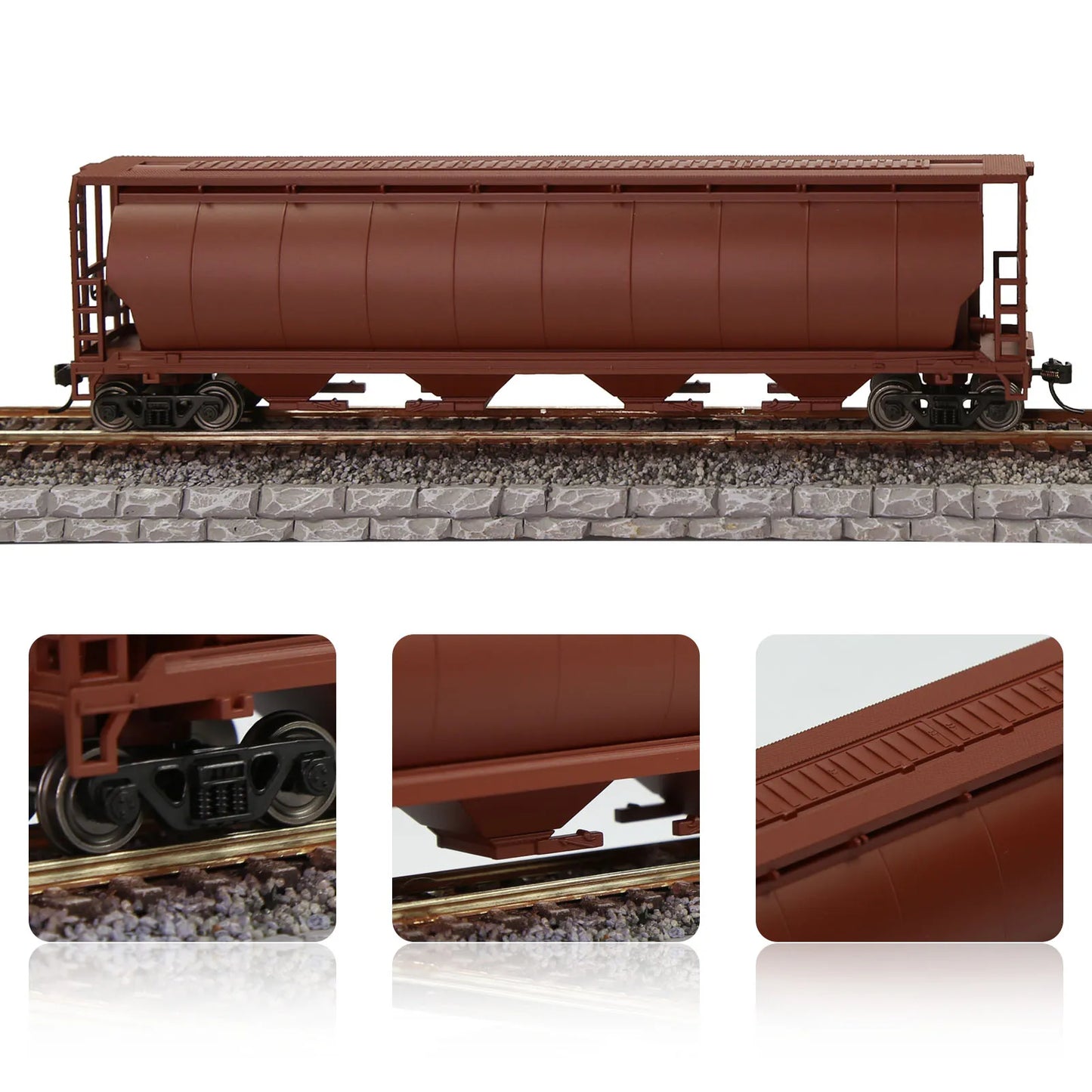 Evemodel Wagon Model Trains HO Scale 1:87 4-Bay Covered Grain Hopper Car C8744