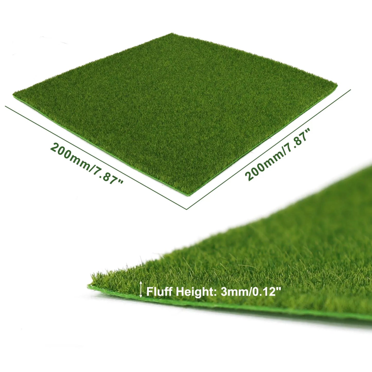 Evemodel 1pc 20cm*20cm Square Grass Mat 3mm 5mm 8mm Thick Artificial Lawn Carpet for DIY Project Model Scene Railway Layout