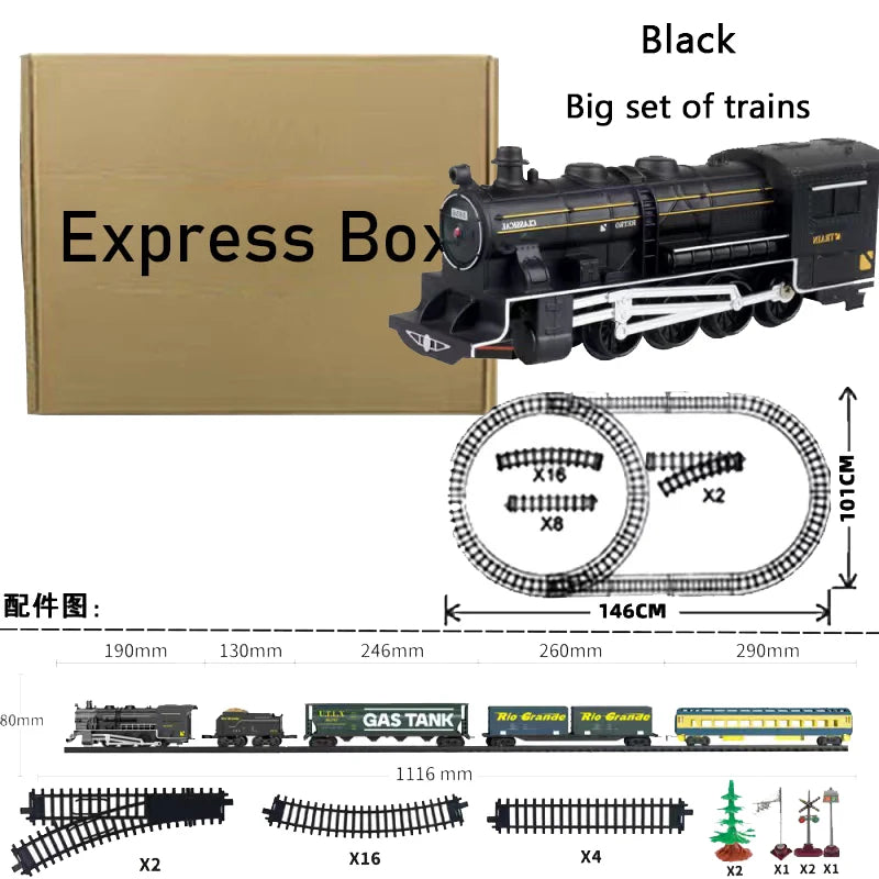 Electric Classical Mornden Train Toy Set for Children, Whistle Car,Railway Tracks, Locomotive Engine Model, Educational Boy Game