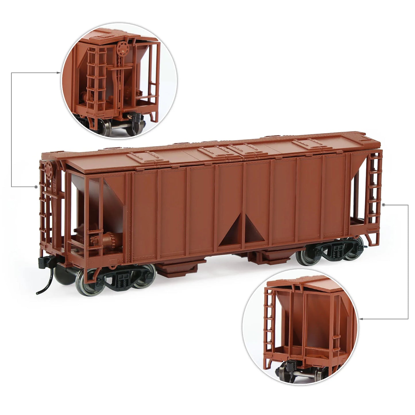 Evemodel Wagon 1 Unit HO Scale 2-Bay Covered Hopper Car 1:87 Model Trains Freight Car C8760