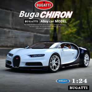 Welly 1:24 Bugatti Veyron & Chiron Alloy Diecast Sports Car Model | High Simulation Metal Toy for Kids | Collectible Car Model Gift